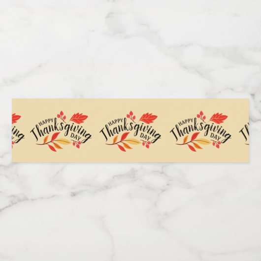 Happy Thanksgiving Waterfles Etiket (Enkel label)
