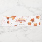 Happy Thanksgiving Waterfles Etiket (Enkel label)