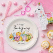 Happy Thanksgiving Waterverf Autumn Pumpkin Papieren Bordje (Feest)