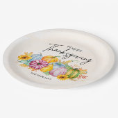 Happy Thanksgiving Waterverf Autumn Pumpkin Papieren Bordje (Gekanteld)