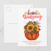 Happy Thanksgiving waterverf Bloemenpompoen Feestdagenkaart (Voorkant / Achterkant)