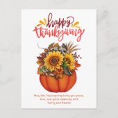 Happy Thanksgiving waterverf Bloemenpompoen Feestdagenkaart (Voorkant)