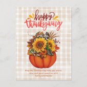 Happy Thanksgiving waterverf Bloempompoen Check Feestdagenkaart (Voorkant)
