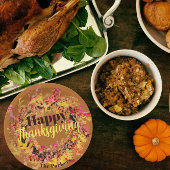 Happy Thanksgiving Waterverf Fall Leaves Wreater  Papieren Bordje