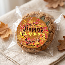 Happy Thanksgiving Waterverf Fall Leaves Wreater Ronde Sticker