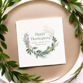 Happy Thanksgiving Waterverf Herfst Foliage Wreate Servet