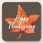 Happy Thanksgiving Waterverf Herfst Maple Leaf Bier Onderzetter (Voorkant)
