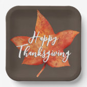 Happy Thanksgiving Waterverf Herfst Maple Leaf Papieren Bordje (Voorkant)