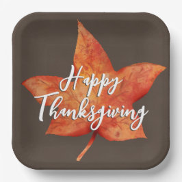 Happy Thanksgiving Waterverf Herfst Maple Leaf Papieren Bordje