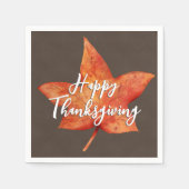 Happy Thanksgiving Waterverf Herfst Maple Leaf Servet (Voorkant)