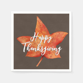 Happy Thanksgiving Waterverf Herfst Maple Leaf Servet