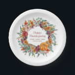 Happy Thanksgiving Waterverf Herfst Pumpkin Wreath Papieren Bordje<br><div class="desc">Het ontwerp bestaat uit een lijst van herfstgroen groen bladgroen dat in de waterverf wordt gebruikt.
 
Gelukkig Thanksgiving. Dank je,  Grateful,  Blessed.

Hier te vinden op:http://www.zazzle.com/store/selectpartysupplies</div>