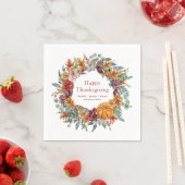 Happy Thanksgiving Waterverf Herfst Pumpkin Wreath Servet (Insitu)