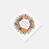 Happy Thanksgiving Waterverf Herfst Pumpkin Wreath Servet (Hoek)