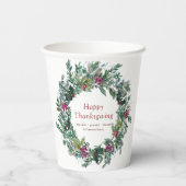 Happy Thanksgiving Waterverf herfst Wreath Papieren Bekers (Achterkant)