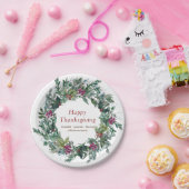 Happy Thanksgiving Waterverf herfst Wreath Papieren Bordje (Feest)