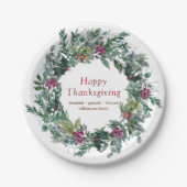 Happy Thanksgiving Waterverf herfst Wreath Papieren Bordje (Voorkant)