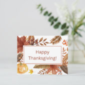 Happy Thanksgiving Waterverf Leaves en Berries Feestdagenkaart (Staand voorkant)