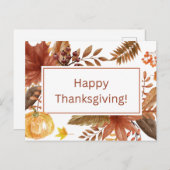 Happy Thanksgiving Waterverf Leaves en Berries Feestdagenkaart (Voorkant / Achterkant)