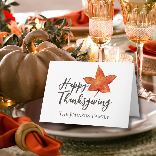 Happy Thanksgiving Waterverf Maple Leaf Kaart