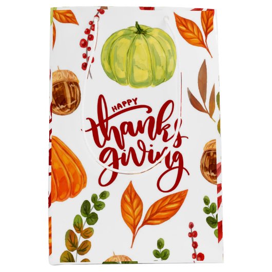 Happy Thanksgiving Waterverf Medium Cadeauzakje (Voorkant)