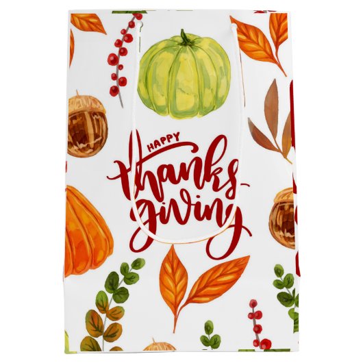Happy Thanksgiving Waterverf Medium Cadeauzakje (Achterkant)