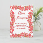 Happy Thanksgiving Waterverf Peach Maple Leaves Feestdagenkaart (Staand voorkant)