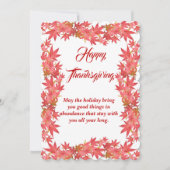 Happy Thanksgiving Waterverf Peach Maple Leaves Feestdagenkaart (Voorkant)