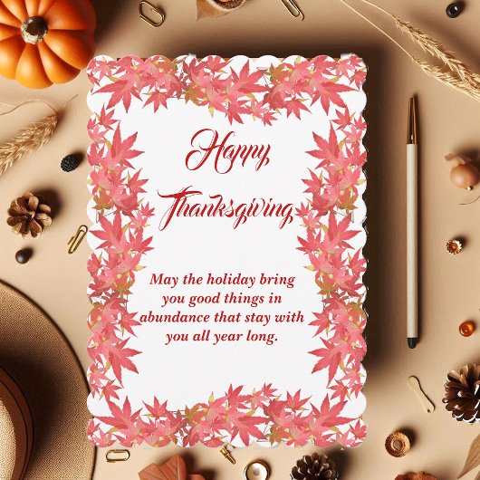 Happy Thanksgiving Waterverf Peach Maple Leaves Feestdagenkaart