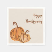 Happy Thanksgiving Waterverf Pompoen Papier Servet (Voorkant)