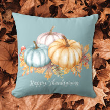 Happy Thanksgiving waterverf pompoenen blauw