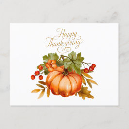 Happy Thanksgiving Waterverf Pumpkin en Berries Briefkaart