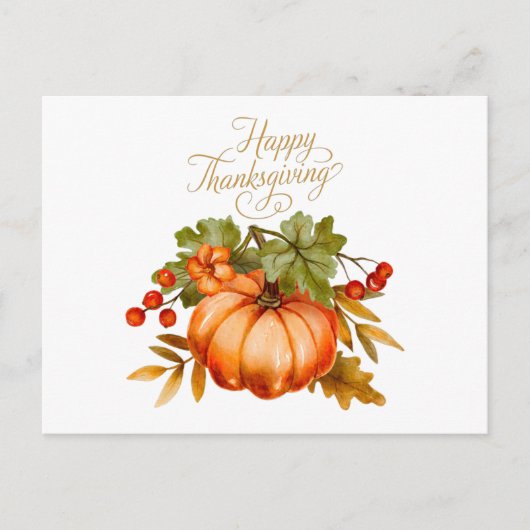 Happy Thanksgiving Waterverf Pumpkin en Berries Briefkaart (Voorkant)