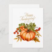 Happy Thanksgiving Waterverf Pumpkin en Berries Feestdagenkaart (Voorkant / Achterkant)
