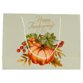 Happy Thanksgiving Waterverf Pumpkin en Berries Groot Cadeauzakje (Achterkant)