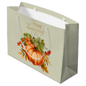 Happy Thanksgiving Waterverf Pumpkin en Berries Groot Cadeauzakje (Achterkant Gekanteld)