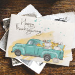 Happy Thanksgiving Waterverf Pumpkin Truck Briefkaart<br><div class="desc">Dit ontwerp werd gecreeerd door digitale kunst. Het kan worden gepersonaliseerd door de aanpassingsknoop te klikken en de kleur te veranderen, een naam, initialen of uw favoriete woorden toe te voegen. Neem contact met me op colorflowcreations@gmail.com als je dit ontwerp op een ander product wilt gebruiken. Koop mijn oorspronkelijke abstracte...</div>