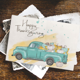 Happy Thanksgiving Waterverf Pumpkin Truck Briefkaart