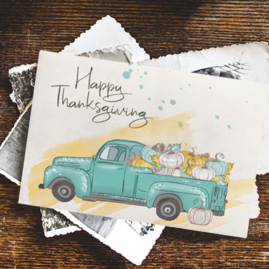 Happy Thanksgiving Waterverf Pumpkin Truck Briefkaart