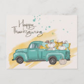 Happy Thanksgiving Waterverf Pumpkin Truck Briefkaart (Voorkant)