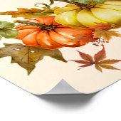 Happy Thanksgiving Waterverf Pumpkins and Leaves Poster (Hoek)