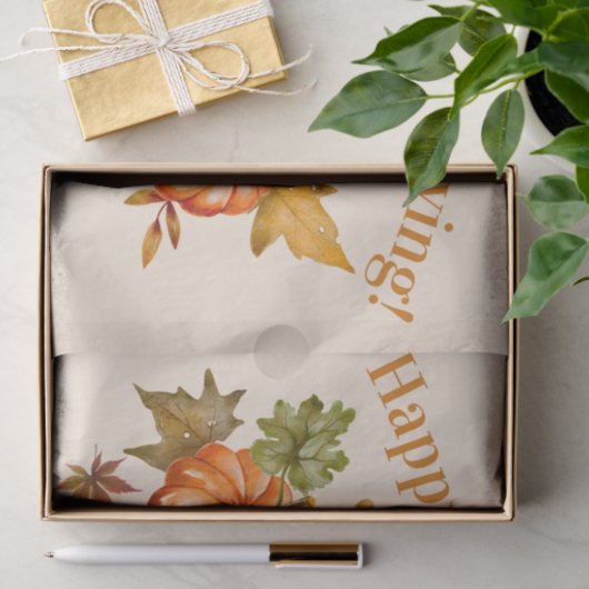 Happy Thanksgiving Waterverf Pumpkins and Leaves Tissuepapier (Geschenk)