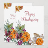 Happy Thanksgiving Waterverf Pumpkins Autumn Feestdagenkaart (Voorkant / Achterkant)