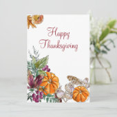 Happy Thanksgiving Waterverf Pumpkins Autumn Feestdagenkaart (Staand voorkant)