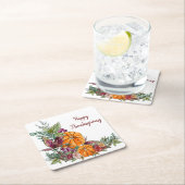 Happy Thanksgiving Waterverf Pumpkins Autumn Kartonnen Onderzetters (Insitu)