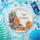 Happy Thanksgiving Waterverf Pumpkins Autumn Papieren Bordje (Feest)