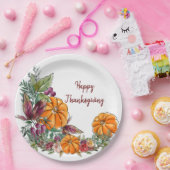 Happy Thanksgiving Waterverf Pumpkins Autumn Papieren Bordje (Feest)