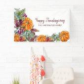 Happy Thanksgiving Waterverf Pumpkins Autumn Spandoek (Insitu)