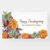 Happy Thanksgiving Waterverf Pumpkins Autumn Spandoek (Horizontaal)