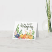 Happy Thanksgiving Waterverf Pumpkins Feestdagen Kaart (Voorkant)